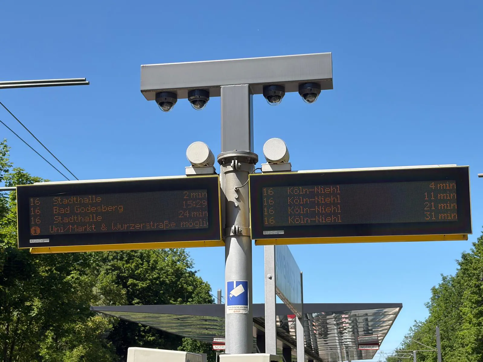 Departure boards at a Bonn tram station